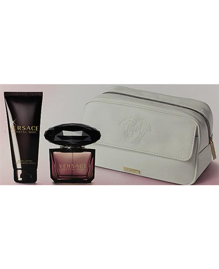 Versace Crystal Noir 3 piece gift set for women by Versace 3.0oz EDT spray 3.4oz Body Lotion with bag (8011003802951)